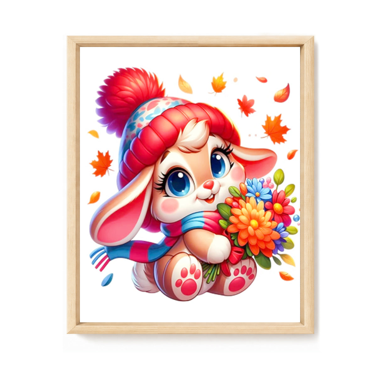 Hase mit Herbstblumen – Vollständiges 11CT Stempel-Kreuzstich-Set 40x50CM – Huacan
