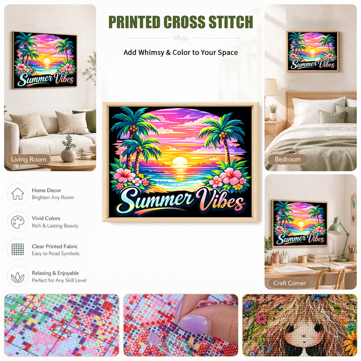 Summer Coast - Full 11CT Stamped Cross Stitch 50x40CM - Huacan