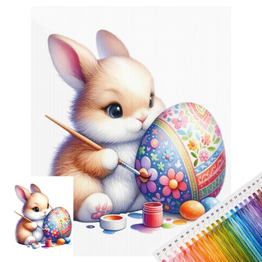 Eier-Hase – Vollständiges 11CT Stempel-Kreuzstich-Set 40x50CM – Huacan