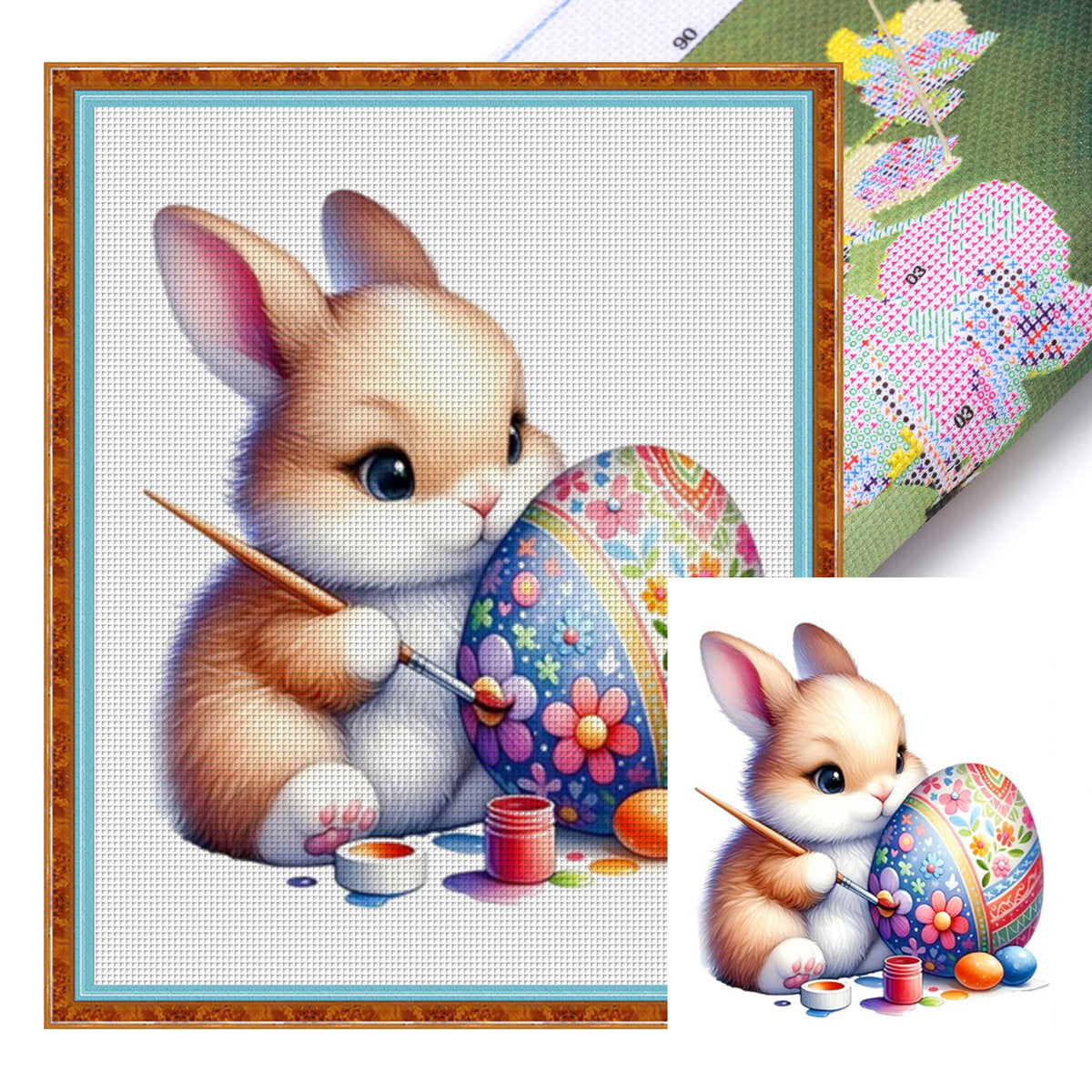 Egg Rabbit - Full 11CT Stamped Cross Stitch 40x50CM - Huacan