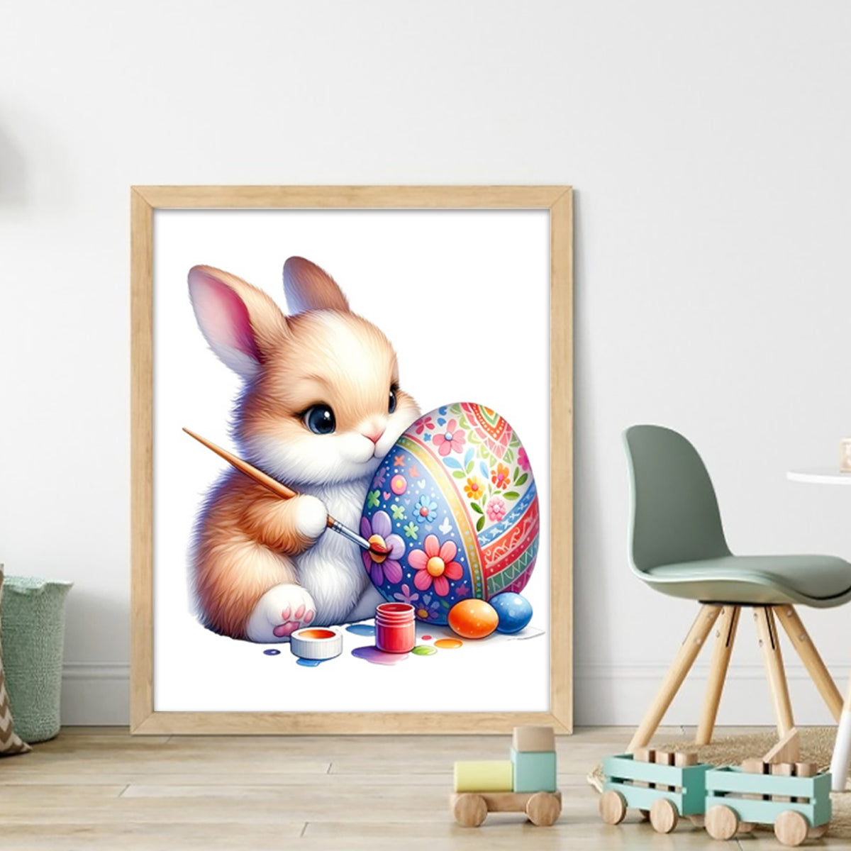 Egg Rabbit - Full 11CT Stamped Cross Stitch 40x50CM - Huacan