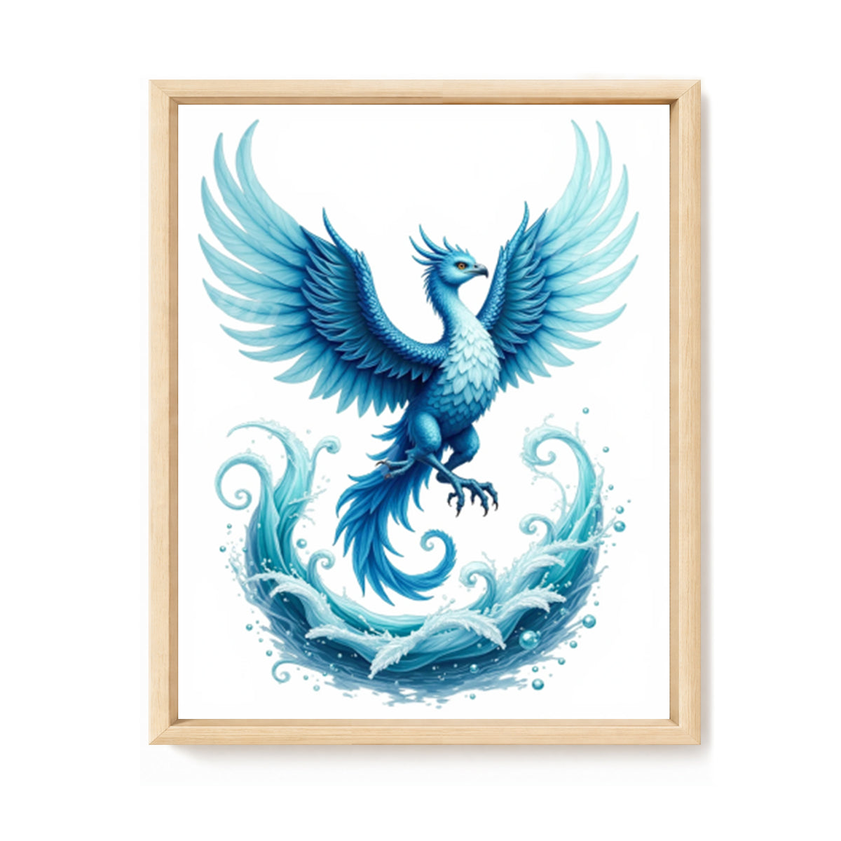Blue Phoenix Over Blue Sea - Full 11CT Stamped Cross Stitch 40x50CM - Huacan