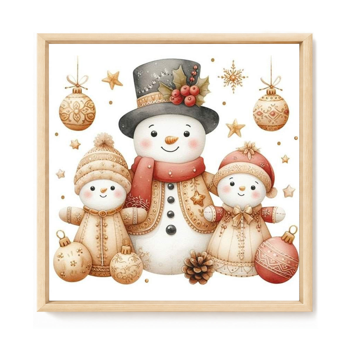 Snowman Family Set - Full 11CT Stamped Cross Stitch 40x40CM - Huacan