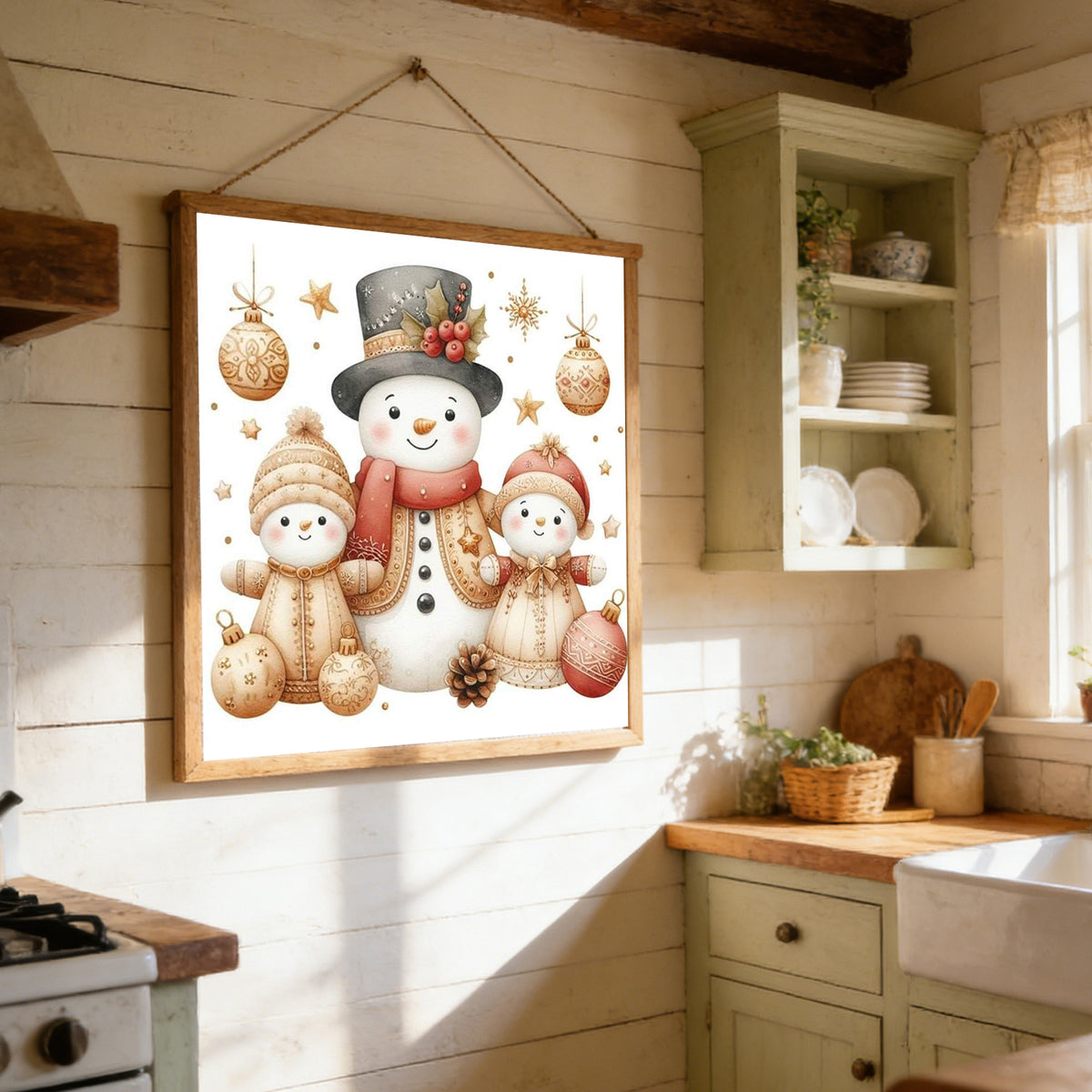Snowman Family Set - Full 11CT Stamped Cross Stitch 40x40CM - Huacan