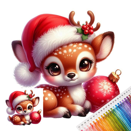 Weihnachts-Rehkitz – Vollständiges 11CT Stempel-Kreuzstichset 40x40CM – Huacan