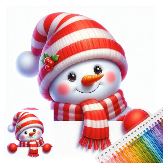 Winter-Schneemann – Komplettes 11CT Stempel-Kreuzstich-Set 40x40CM – Huacan