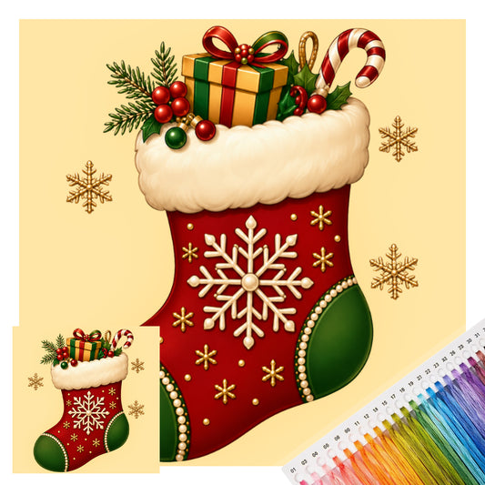 Christmas Stocking - Full 14CT Stamped Cross Stitch 30x30CM - Huacan