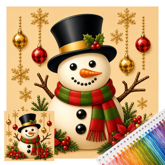 Weihnachts-Schneemann – Komplettes 14CT gestempeltes Kreuzstich-Set 30x30cm – Huacan
