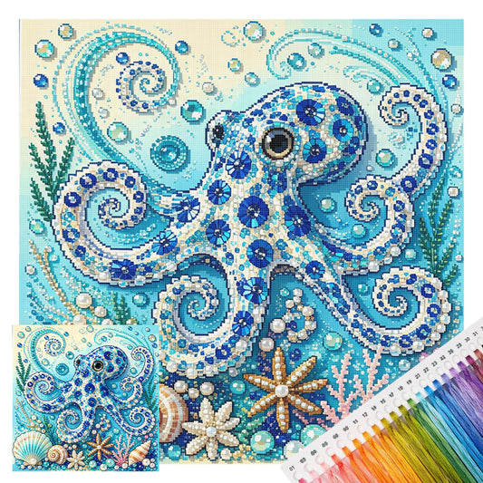 Marine Animal Octopus - Full 14CT Stamped Cross Stitch 30x30CM - Huacan