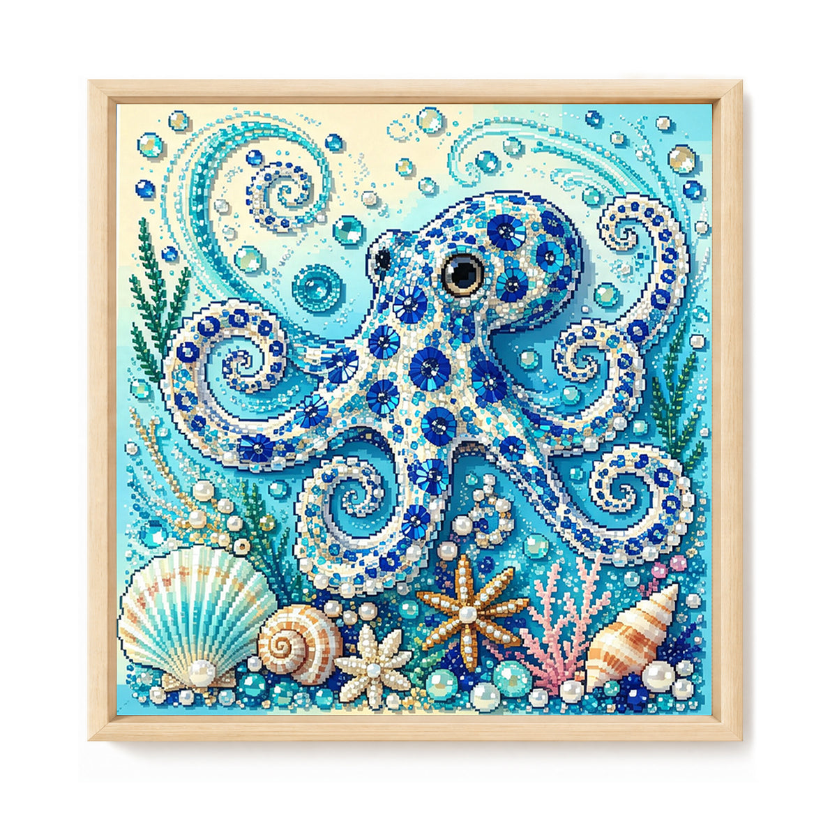 Marine Animal Octopus - Full 14CT Stamped Cross Stitch 30x30CM - Huacan