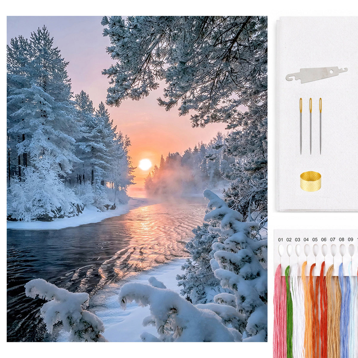 Winter – Vollständiges 14CT Zählkreuzstich-Set 50*40 cm – Yishu