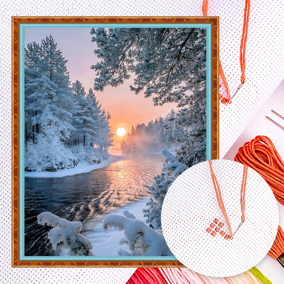 Winter – Vollständiges 14CT Zählkreuzstich-Set 50*40 cm – Yishu