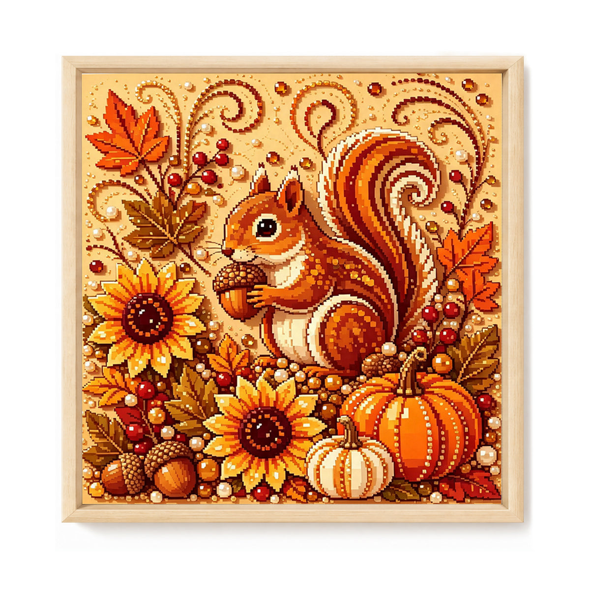 Autumn Forest Squirrel - Full 14CT Stamped Cross Stitch 30x30CM - Huacan