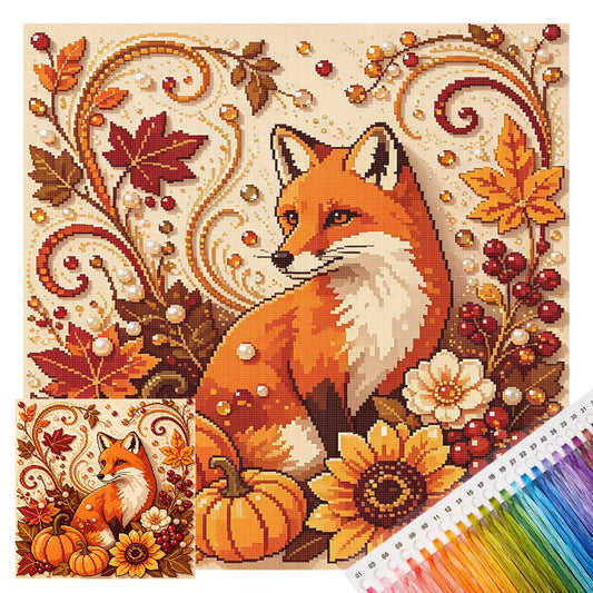 Autumn Spirit Fox - Full 14CT Stamped Cross Stitch 30x30CM - Huacan
