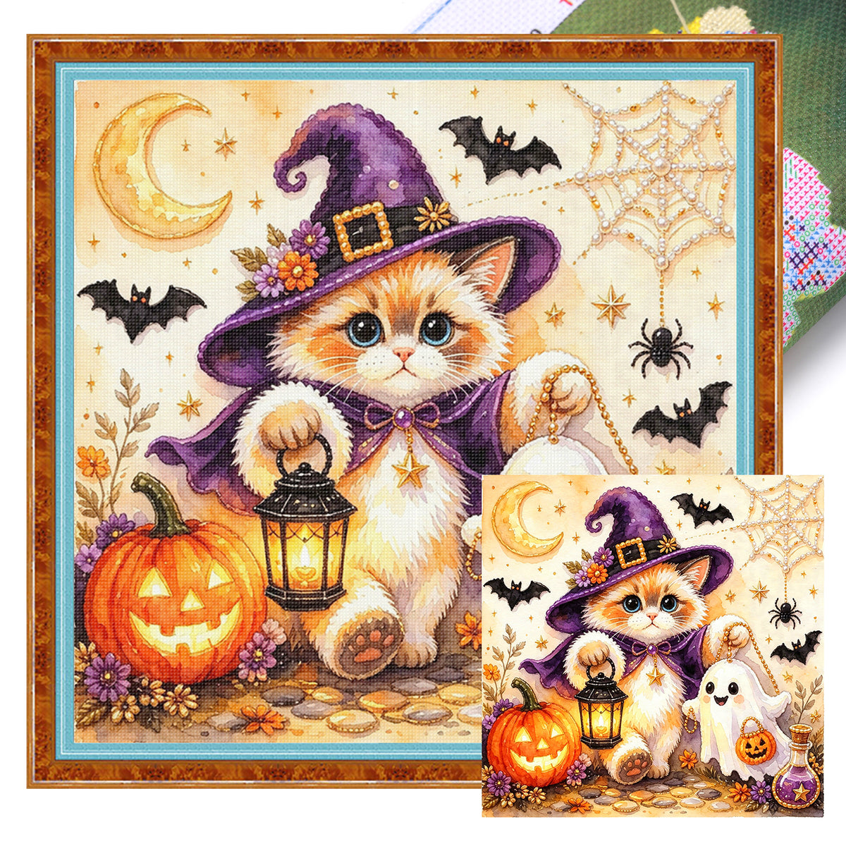 Ragdoll Hexenkatze – Vollständiges 14CT gestempeltes Kreuzstich-Set 30x30CM – Huacan