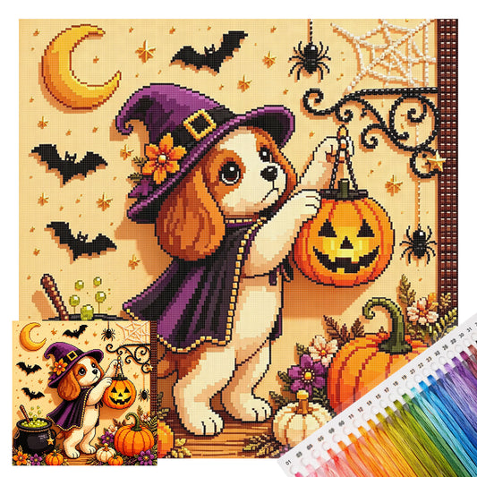 Hound Spell-Dog – Vollständiges 14CT Stempel-Kreuzstichset 30x30CM – Huacan