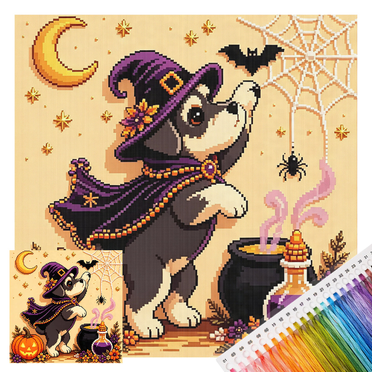 Puppy Cauldron-Dog - Full 14CT Stamped Cross Stitch 30x30CM - Huacan