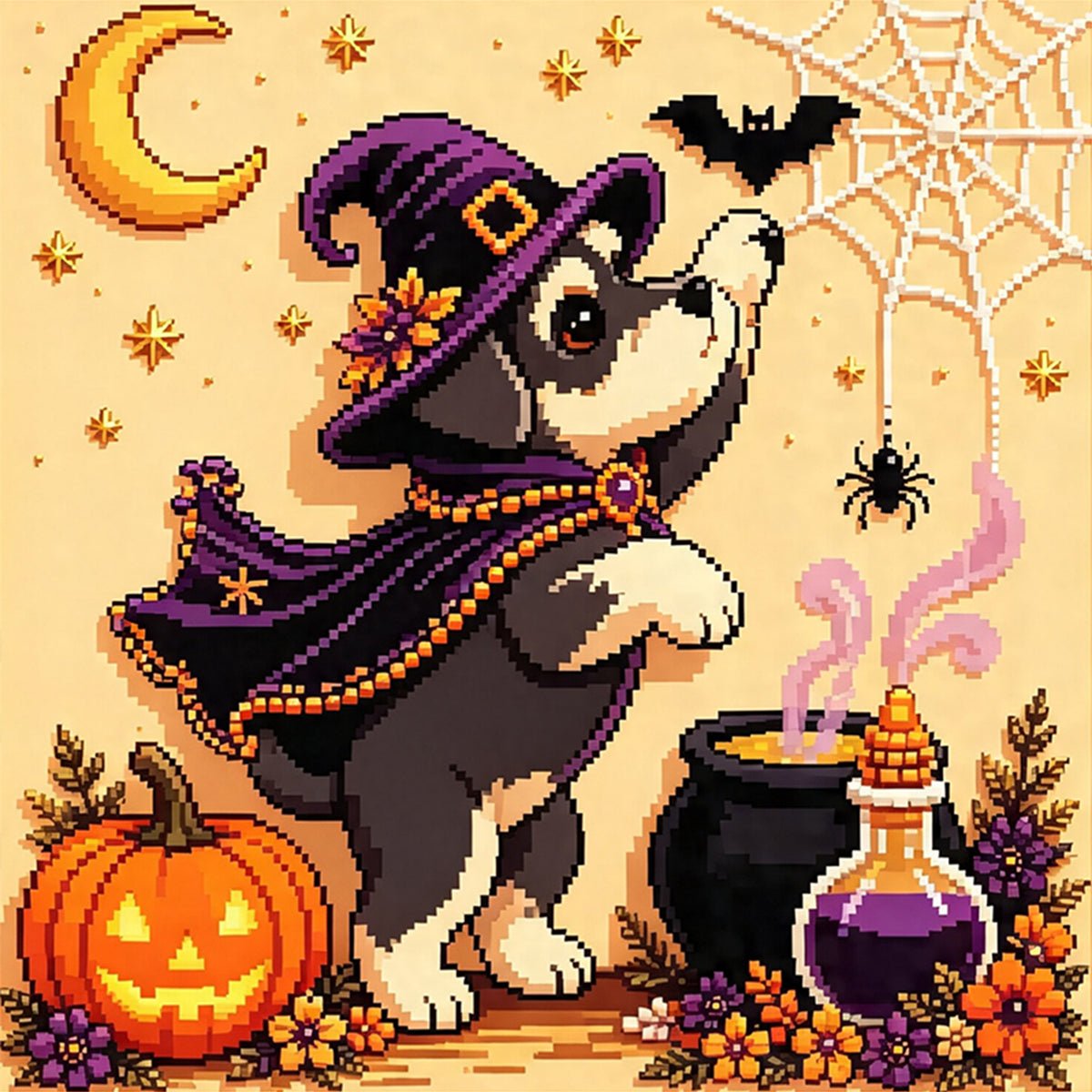 Puppy Cauldron-Dog - Full 14CT Stamped Cross Stitch 30x30CM - Huacan
