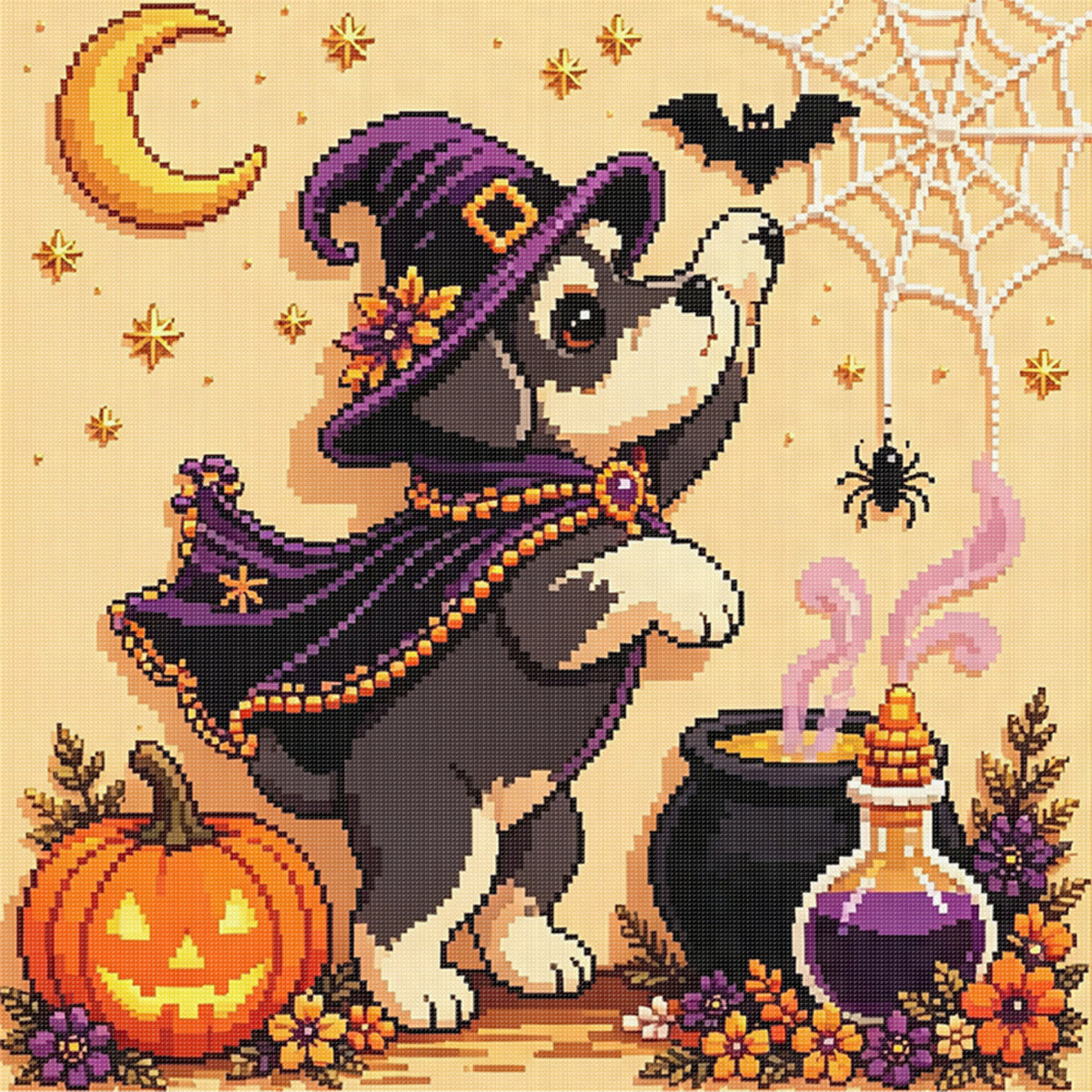 Puppy Cauldron-Dog - Full 14CT Stamped Cross Stitch 30x30CM - Huacan