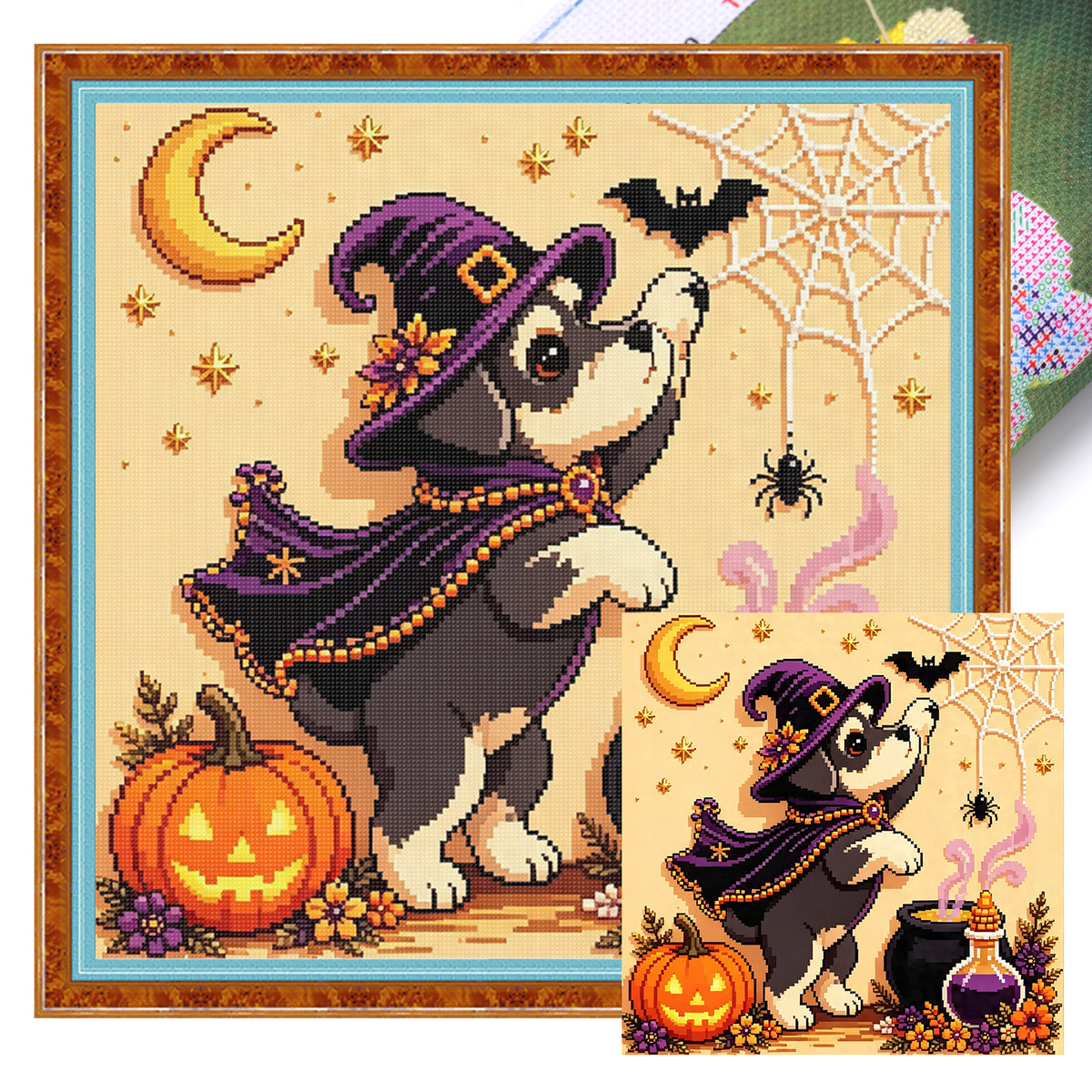 Puppy Cauldron-Dog - Full 14CT Stamped Cross Stitch 30x30CM - Huacan