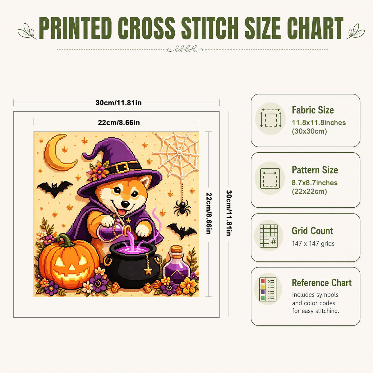 Shiba Brew-Dog - Full 14CT Stamped Cross Stitch 30x30CM - Huacan