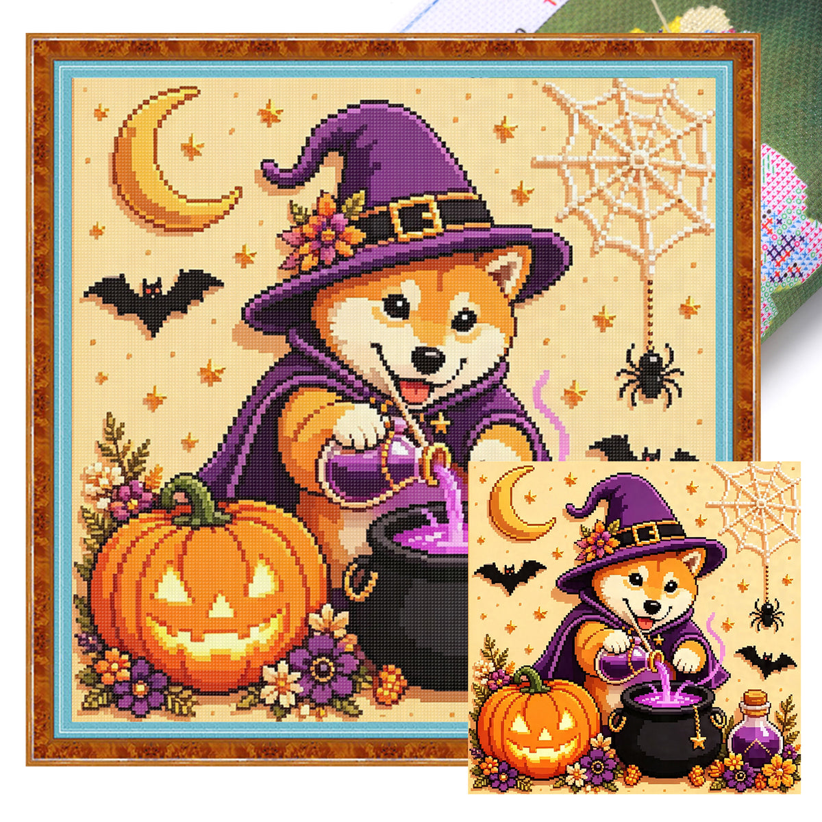 Shiba Brew-Dog - Full 14CT Stamped Cross Stitch 30x30CM - Huacan