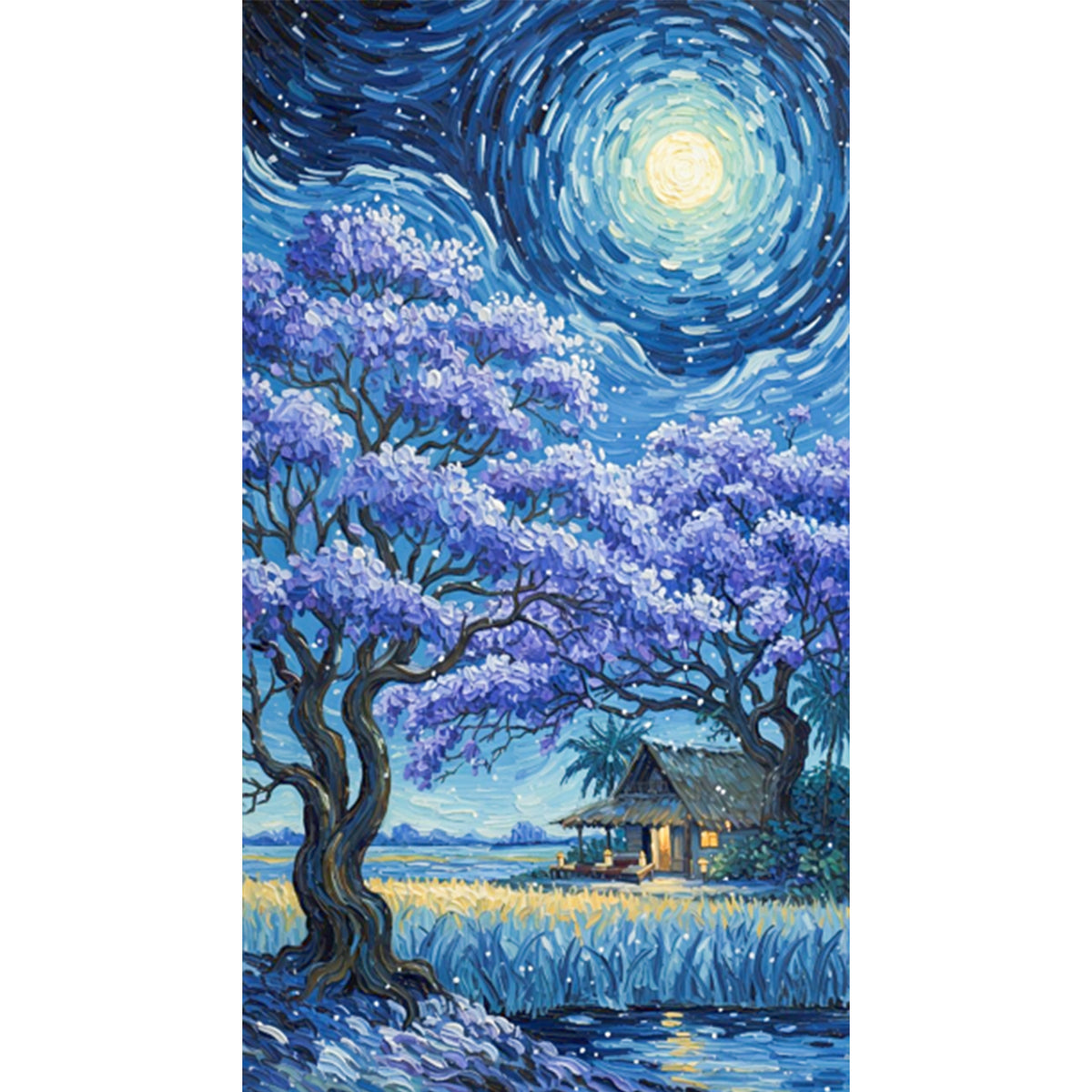 Purple Tree - Full 11CT Stamped Cross Stitch 40x70CM - Huacan