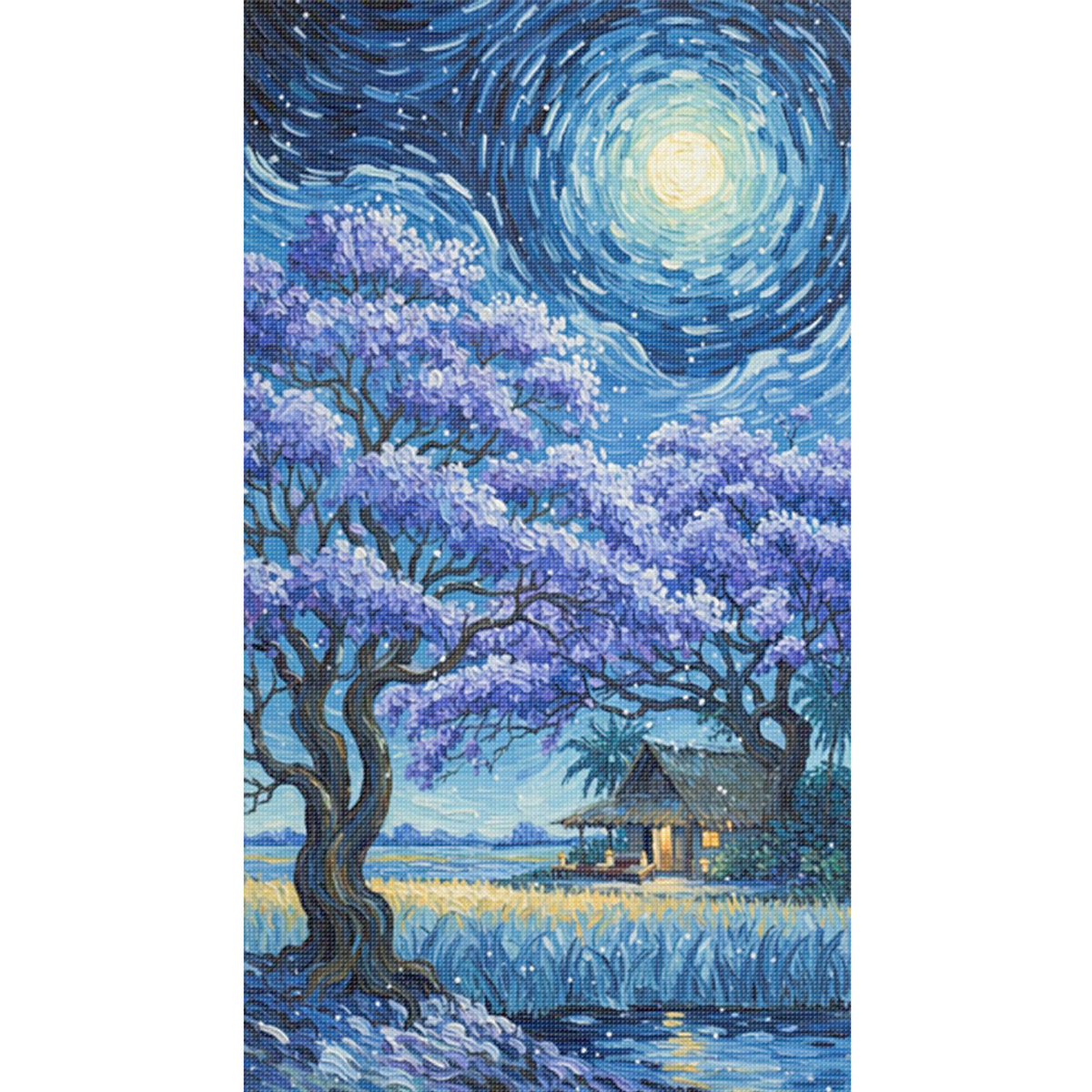 Purple Tree - Full 11CT Stamped Cross Stitch 40x70CM - Huacan