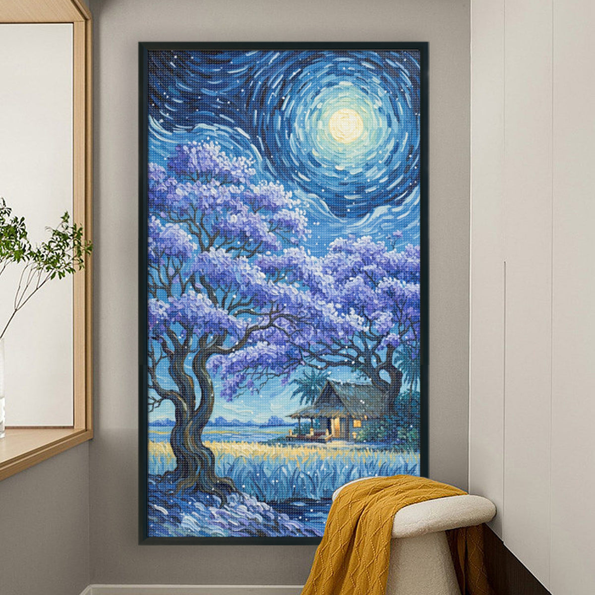 Purple Tree - Full 11CT Stamped Cross Stitch 40x70CM - Huacan