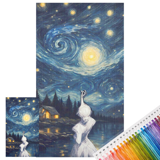 Schwan - Vollständiges 11CT Stempel-Kreuzstich-Set 40x70cm - Huacan