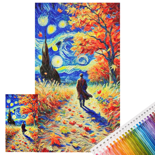 Einsamer Reisender – Vollständiges 11CT Stempel-Kreuzstich-Set 40x70CM – Huacan