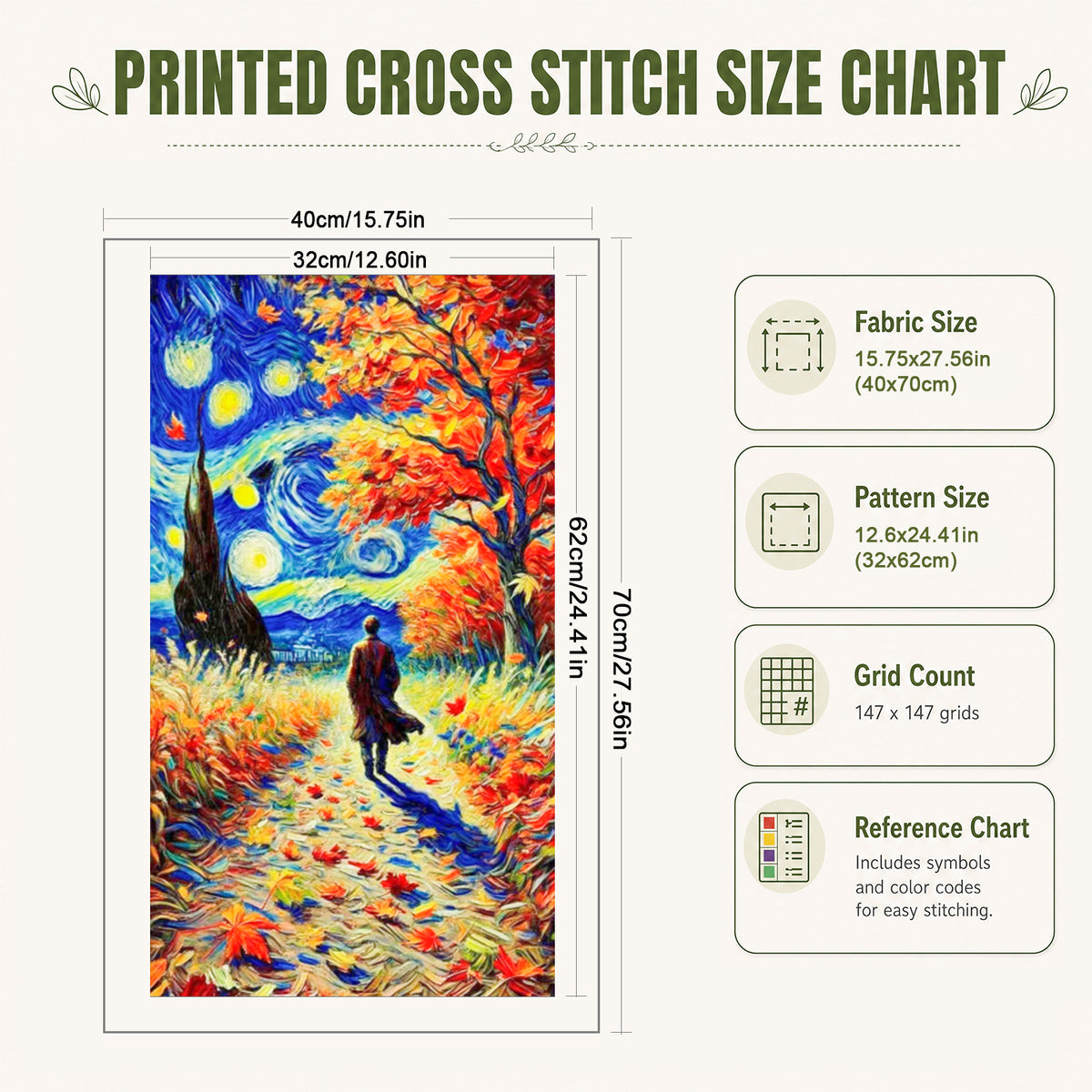 Lonely Traveler - Full 11CT Stamped Cross Stitch 40x70CM - Huacan