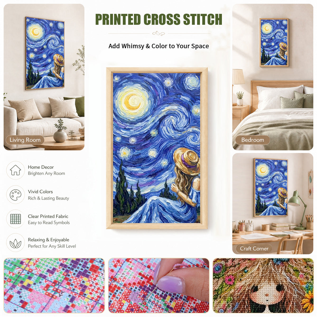 Resting Maiden - Full 11CT Stamped Cross Stitch 40x70CM - Huacan