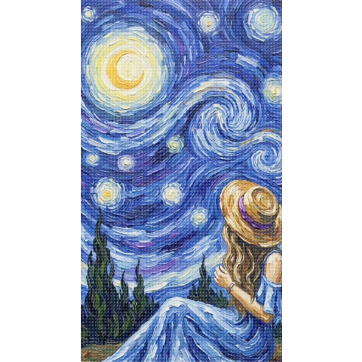 Resting Maiden - Full 11CT Stamped Cross Stitch 40x70CM - Huacan