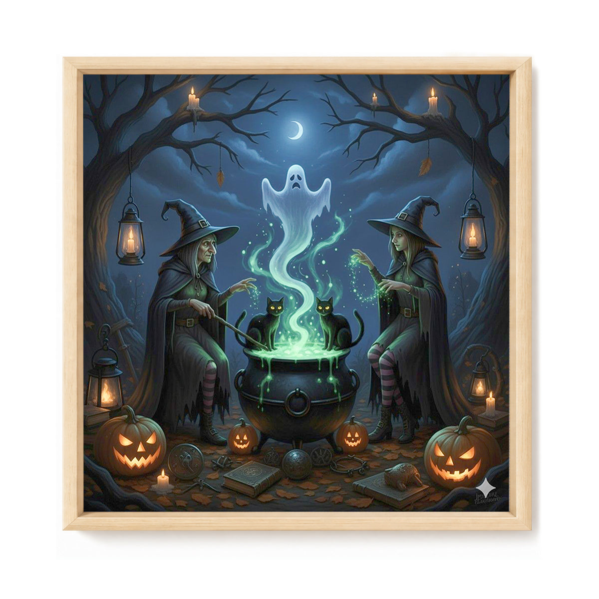 Two Witches Brewing Magic Potion - Full 11CT Stamped Cross Stitch 40x40CM - Huacan