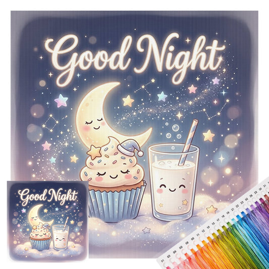 Gute Nacht Cupcake - Komplettes 11CT Stempel-Kreuzstich-Set 40x40cm - Huacan