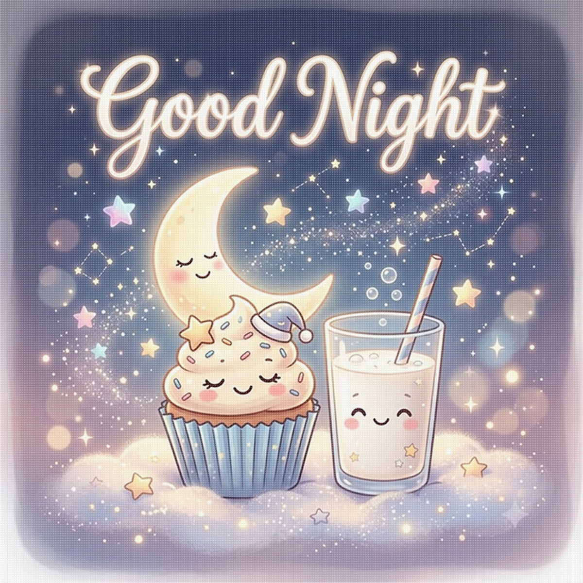 Goodnight Cupcake - Full 11CT Stamped Cross Stitch 40x40CM - Huacan