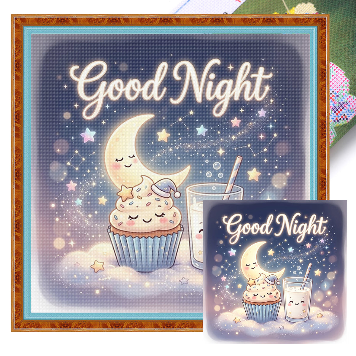 Goodnight Cupcake - Full 11CT Stamped Cross Stitch 40x40CM - Huacan