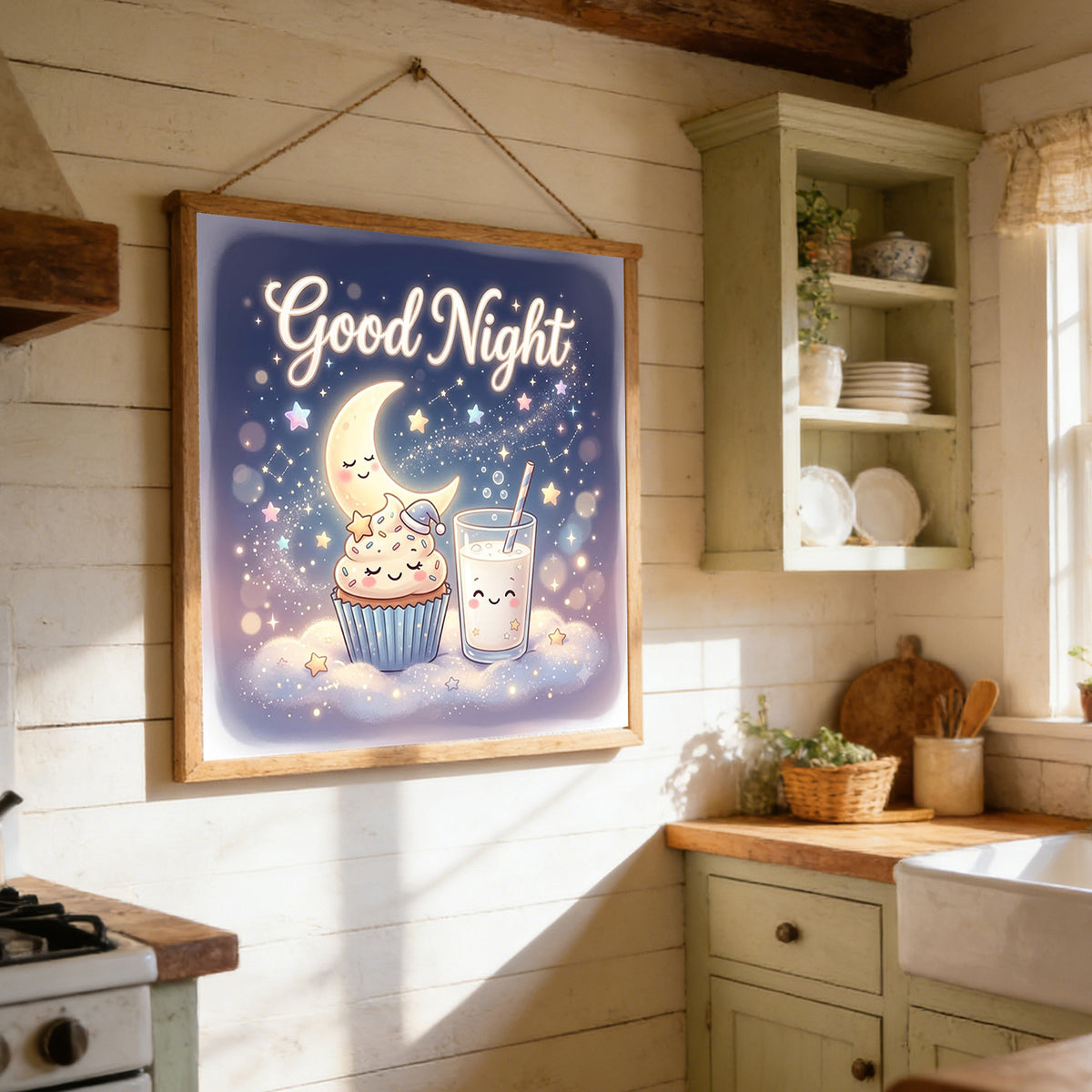 Goodnight Cupcake - Full 11CT Stamped Cross Stitch 40x40CM - Huacan