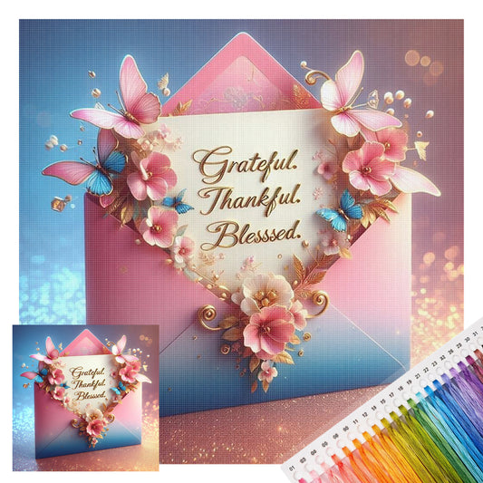 Blossom Envelope Message - Full 11CT Stamped Cross Stitch 40x40CM - Huacan