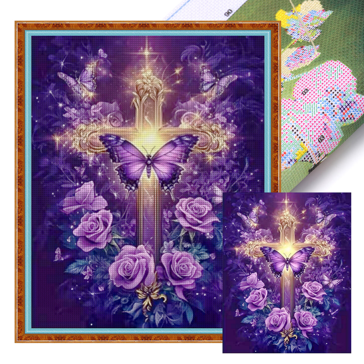 Schmetterlingskreuz – Vollständiges 11CT Stempel-Kreuzstich-Set 40x50CM – Yishu