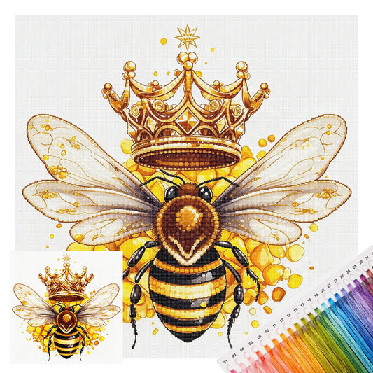 Crown Queen Bee - Full 14CT Stamped Cross Stitch 30x30CM - Huacan