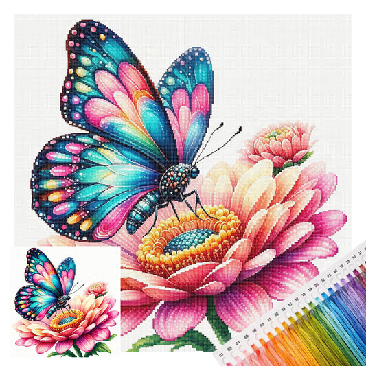 Schillernder Schmetterlingsschatten – Vollständiges 14CT gestempeltes Kreuzstich-Set 30x30CM – Huacan