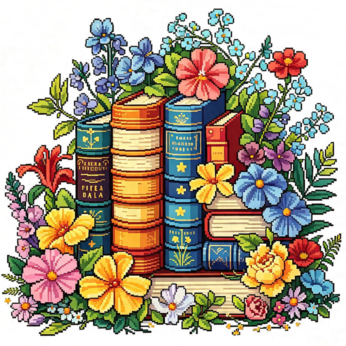 Vintage Flower Book - Full 14CT Stamped Cross Stitch 30x30CM - Huacan