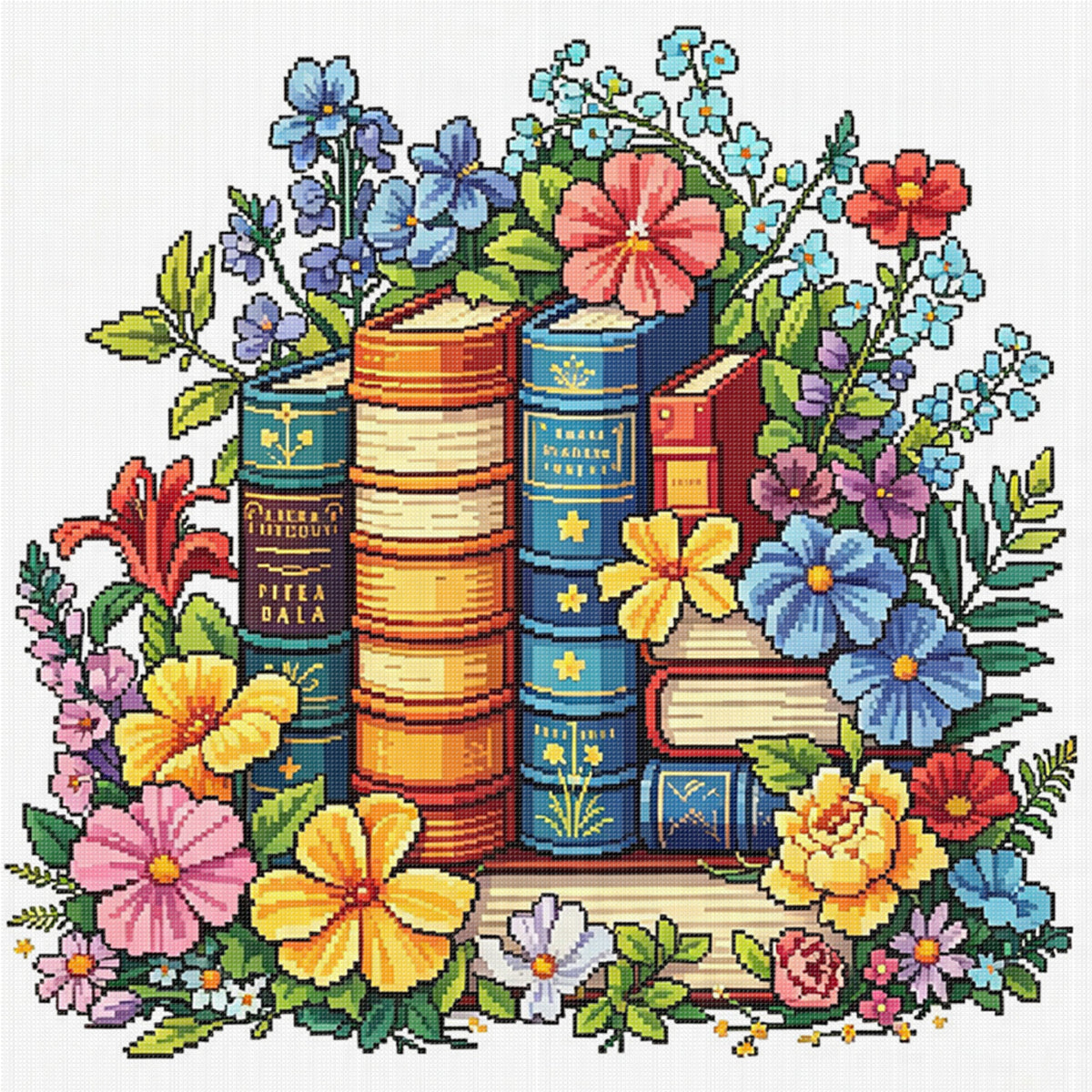 Vintage Flower Book - Full 14CT Stamped Cross Stitch 30x30CM - Huacan