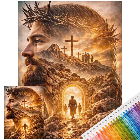 Faith Path - Vollständiges 11CT gestempeltes Kreuzstich-Set 40x55CM - Huacan
