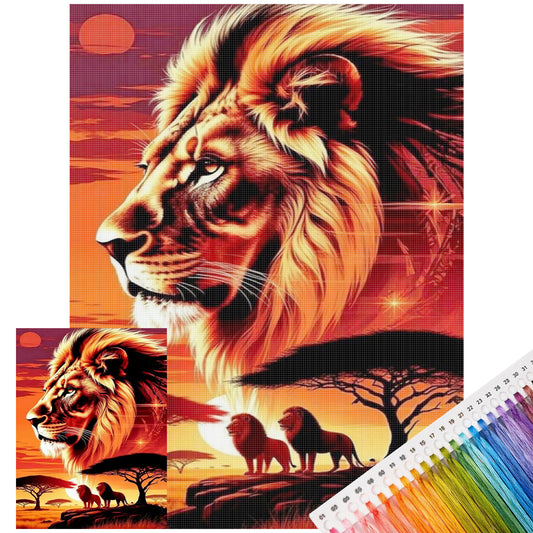 König Löwe – Vollständiges 11CT Stempel-Kreuzstich-Set 40x55CM – Huacan