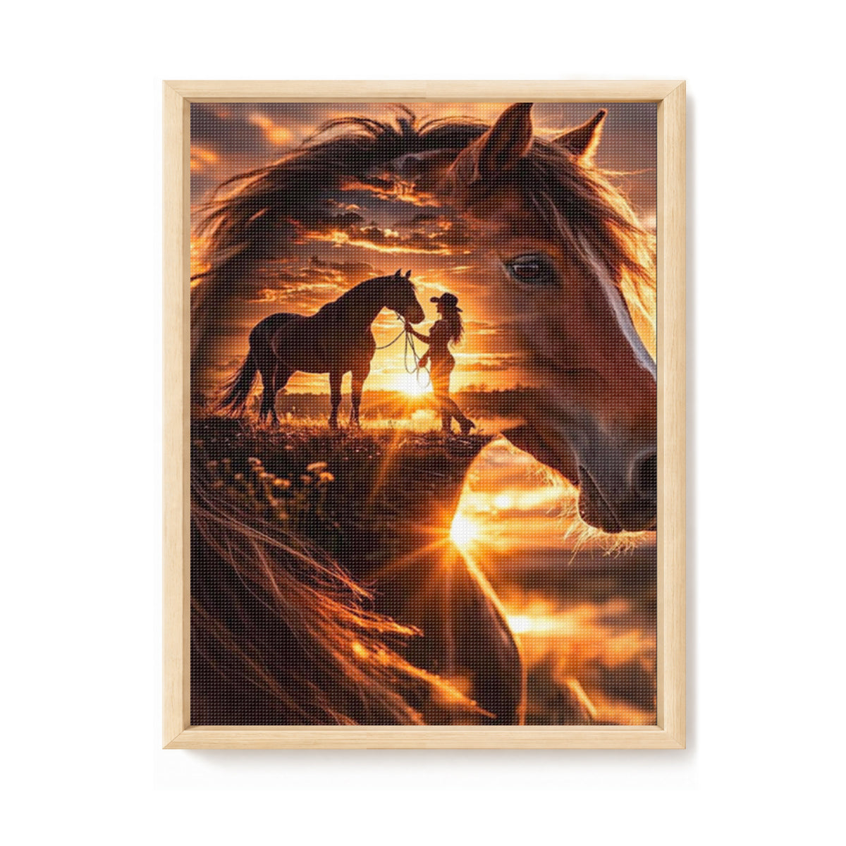Cowboy Horse - Full 11CT Stamped Cross Stitch 40x55CM - Huacan