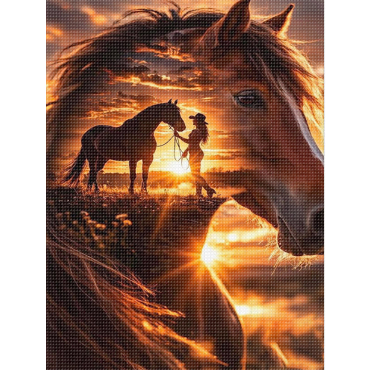 Cowboy Horse - Full 11CT Stamped Cross Stitch 40x55CM - Huacan
