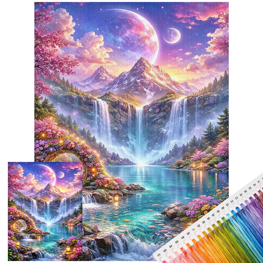 Star Valley - Vollständiges 11CT Stempel-Kreuzstich-Set 40x53CM - Huacan